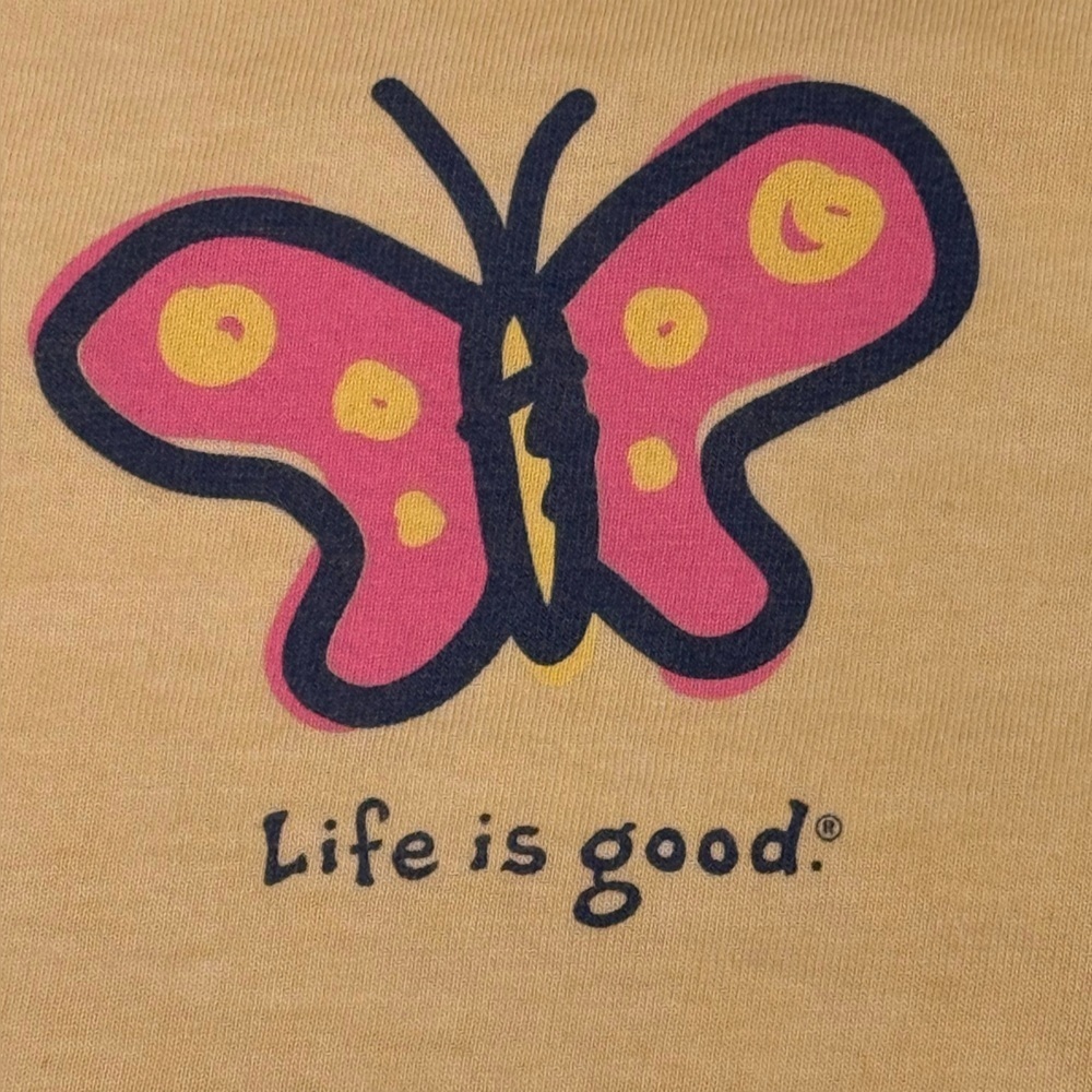 Life Is Good Pink and Yellow Butterfly Tank Top women’s medium